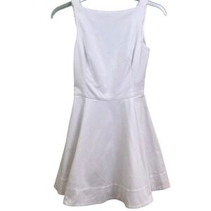 Polo Ralph Lauren Fit & Flare White Pleated Sleeveless Preppy Stretch Dress Zero